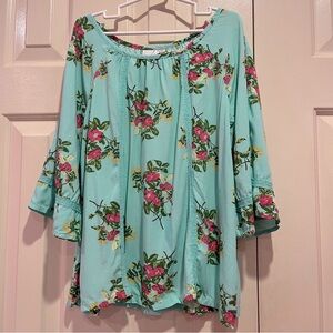 Matilda Jane 435 Tween Floral Boho Open Shoulder Go With The Flow Top Size 10